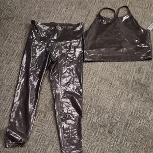 Old Navy Metallic Bronze Leggings and Top Set